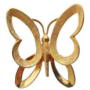 Butterfly Brooch 1960s "DeNicola" Brushed Goldtone Vintage Pin